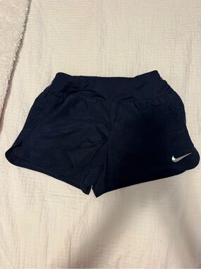 Nike Women's Navy Athletic Shorts with White Swoosh